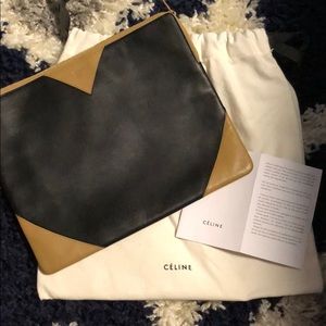 CELINE leather envelope clutch